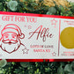 Personalised Foil Christmas Card, Surprise Reveal Scratch Off Ticket, Santa Claus
