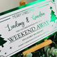 Personalised Foil Christmas Card, Surprise Foil Voucher Weekend Away, Overnight Stay