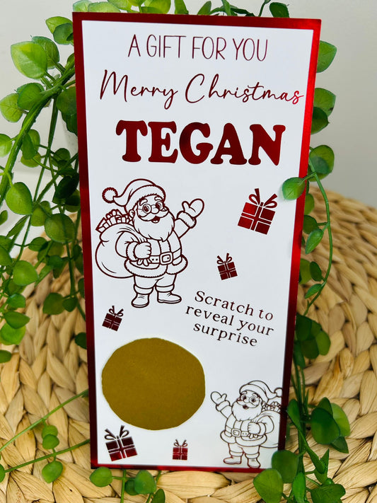 Personalised Foil Christmas Card, Surprise Reveal Scratch Off Ticket, Santa Claus
