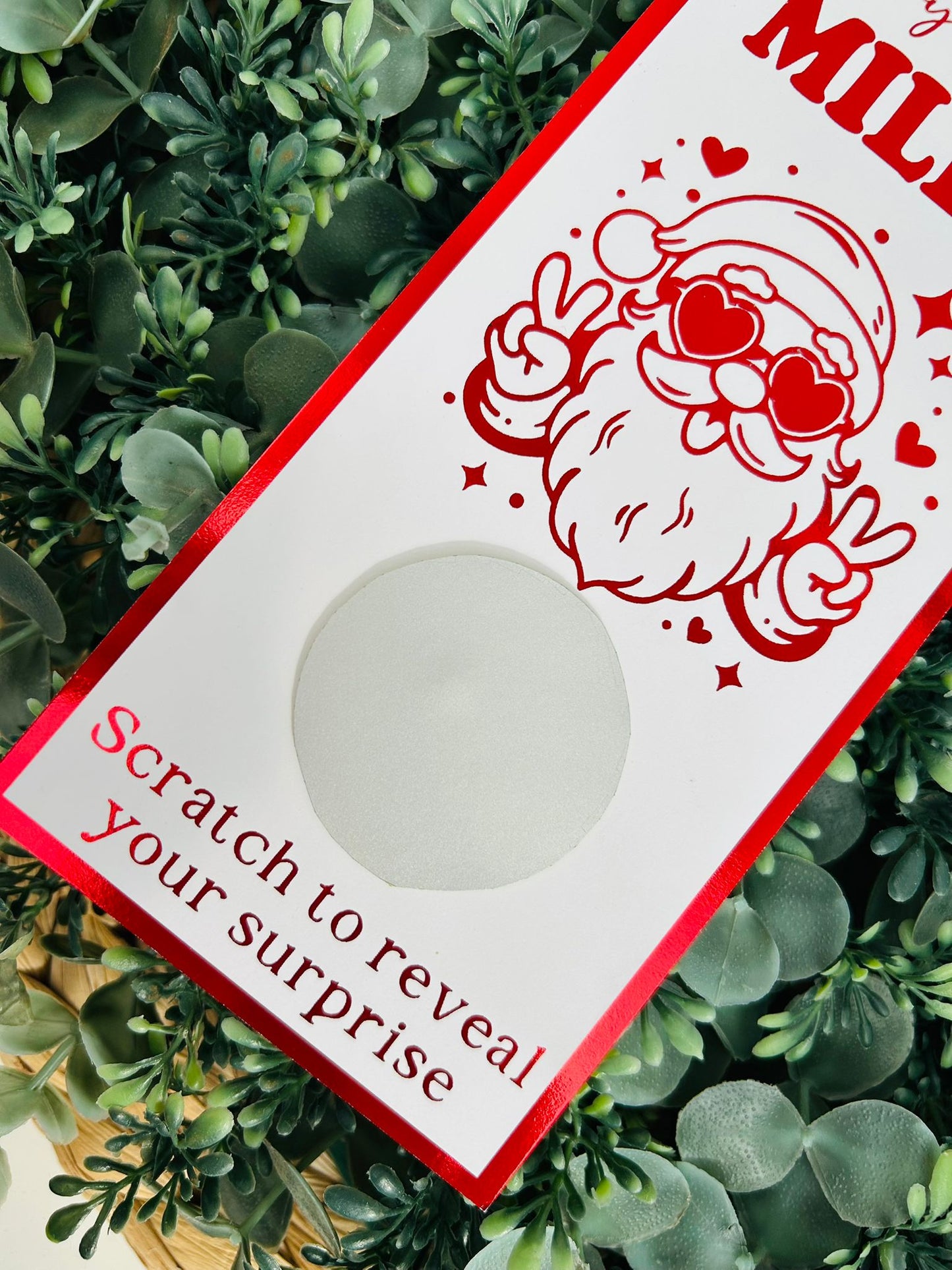 Personalised Foil Christmas Card, Surprise Reveal Scratch Off Ticket, Cool Santa