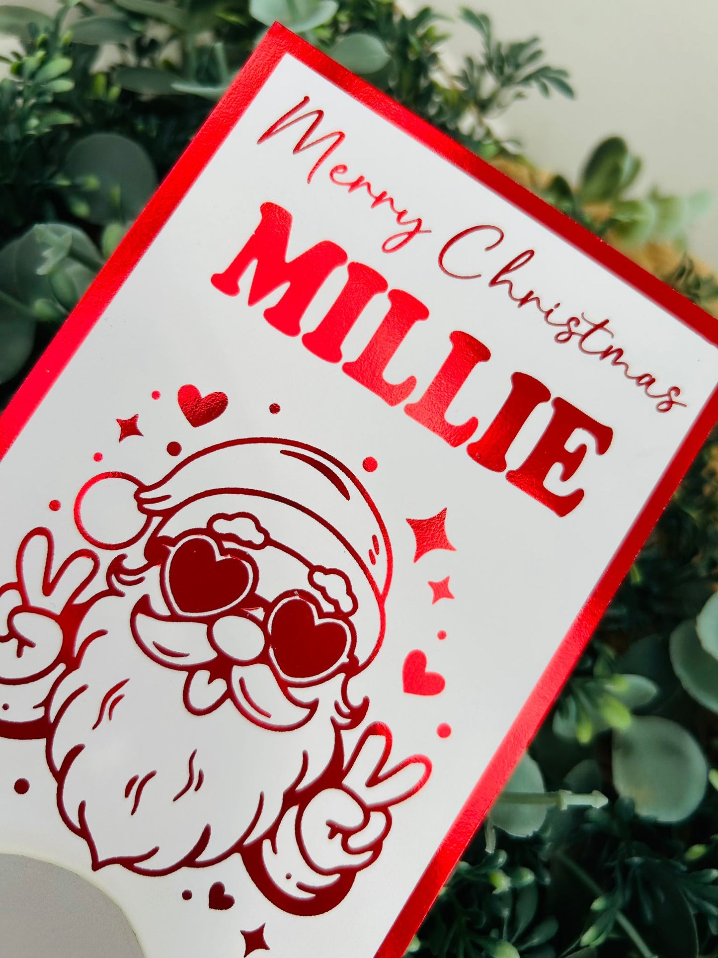 Personalised Foil Christmas Card, Surprise Reveal Scratch Off Ticket, Cool Santa
