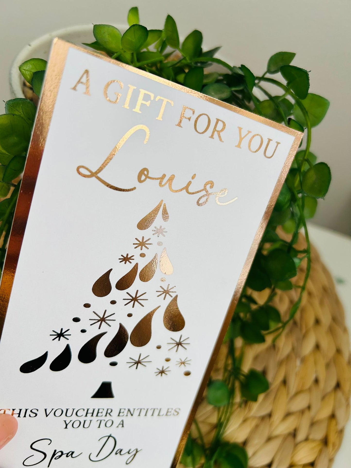 Personalised Foil Christmas Card, Surprise Foil Voucher Spa Day