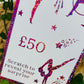 Personalised Foil Christmas Card, Surprise Reveal Scratch Off Ticket, Gymnastics