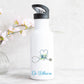 personalised water bottle with straw featuring love heart stethescope design for doctor or nurse with name on the front