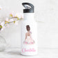 Personalised Girl's Water Bottle with Straw Ballerina