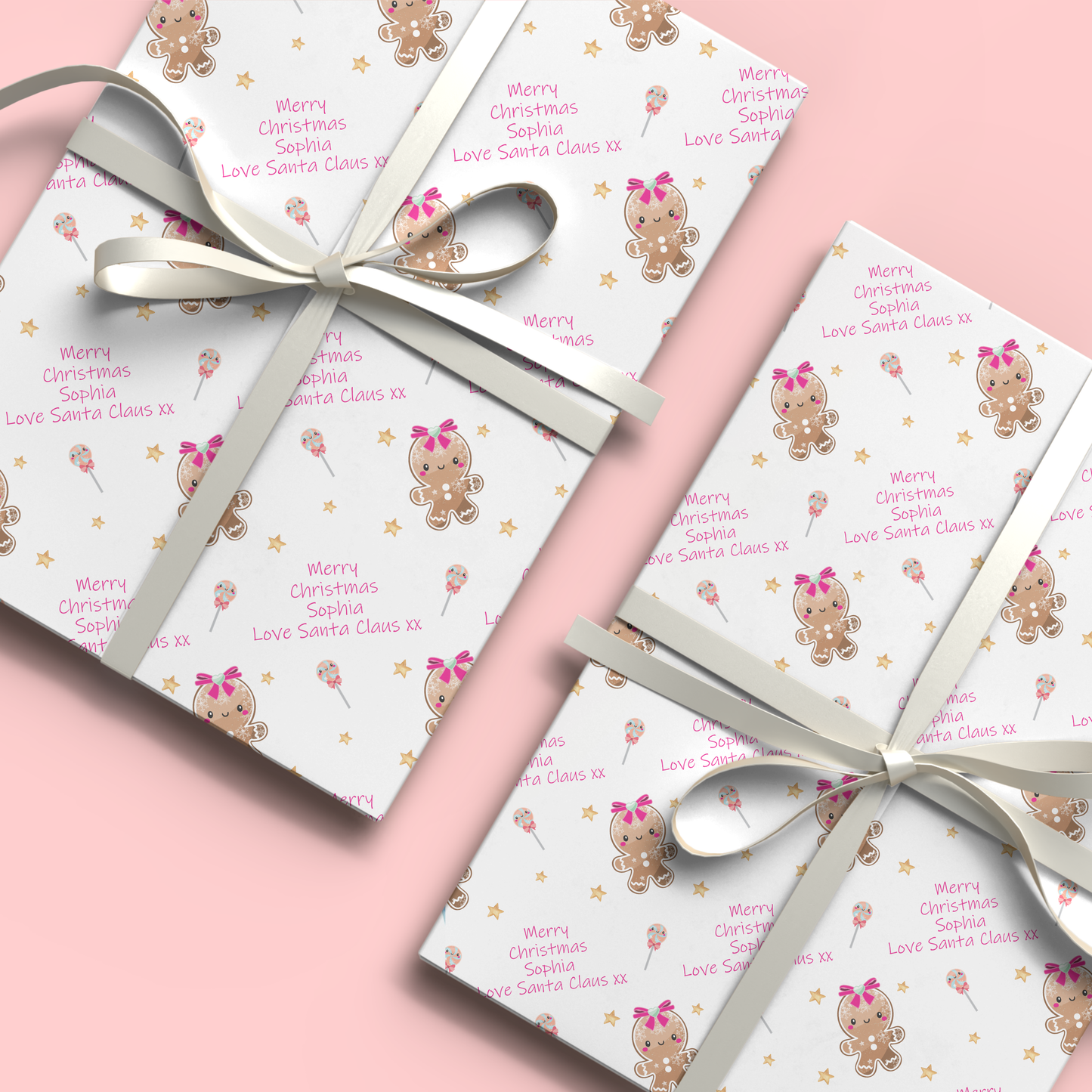 Personalised Christmas Wrapping Paper Gingerbread Girl