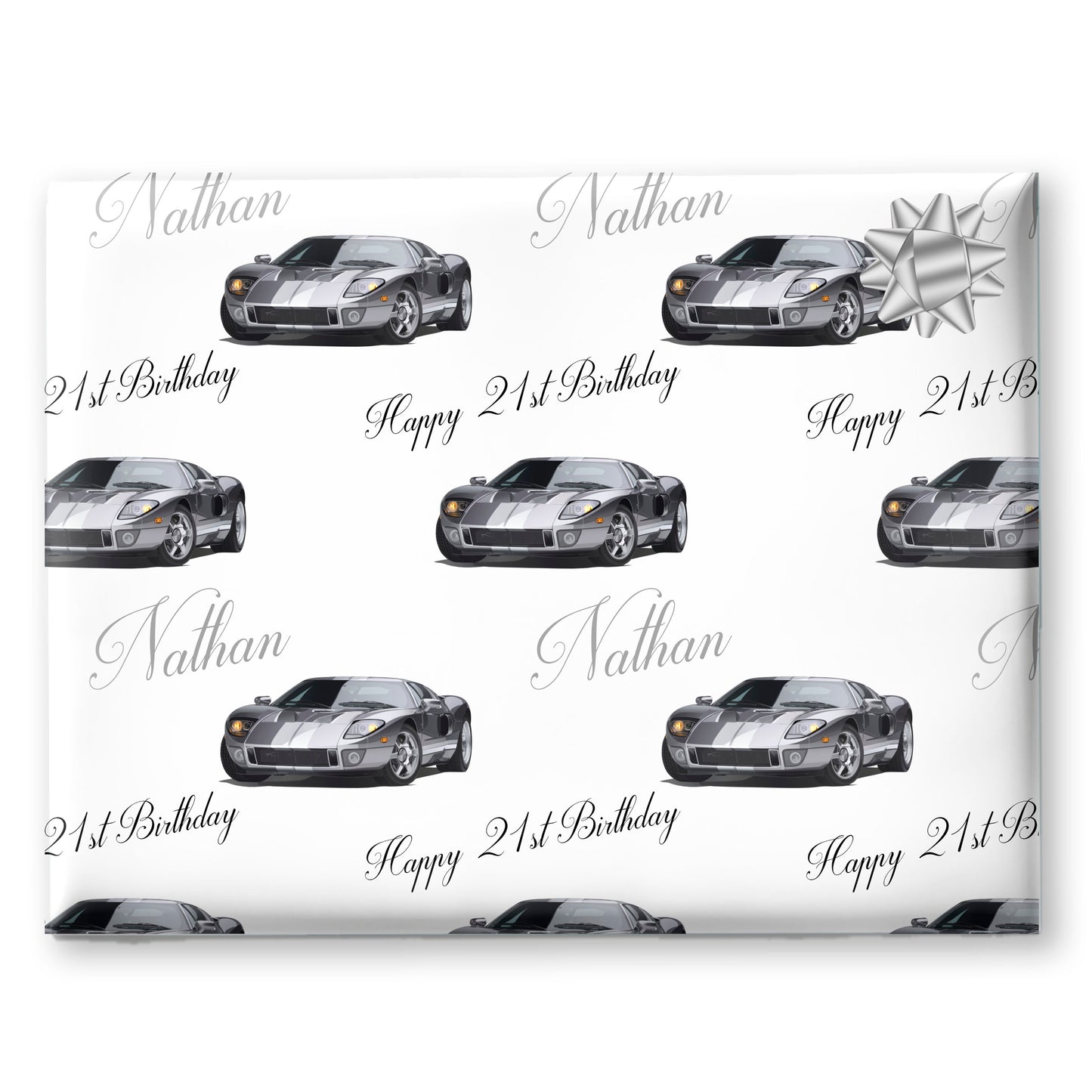Silver Sports Car Wrapping Paper