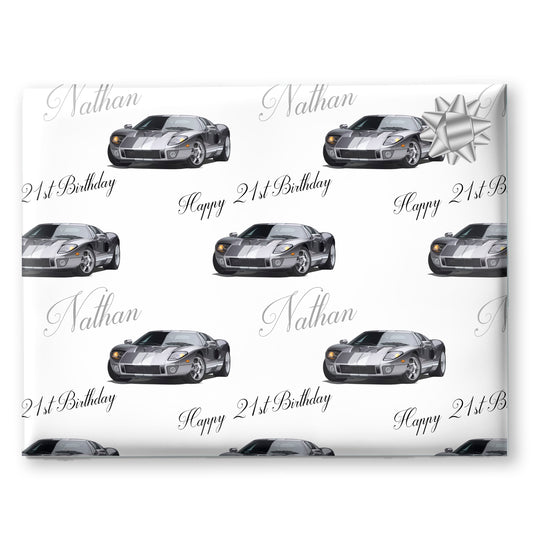 Silver Sports Car Wrapping Paper