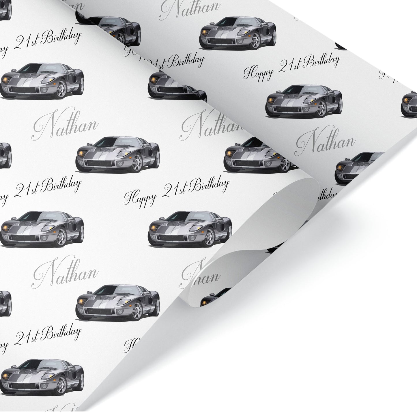 Silver Sports Car Wrapping Paper