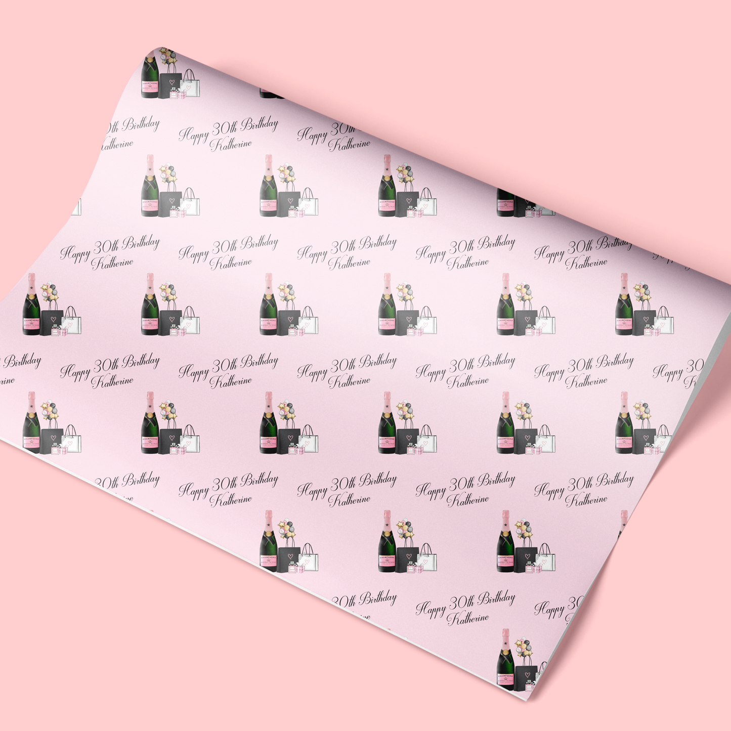 Personalised Female Birthday Card Shopping Champagne Balloons