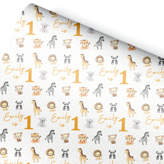 Personalised Gift Wrapping Paper Jungle Animals