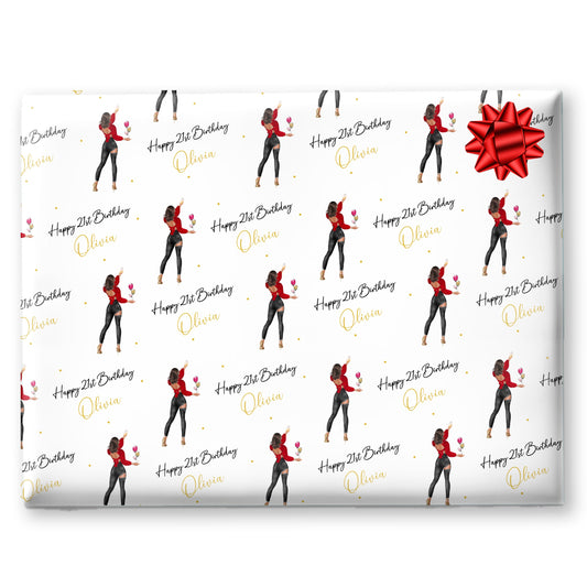 Personalised Birthday Gift Wrap Party Girl Black Jeans
