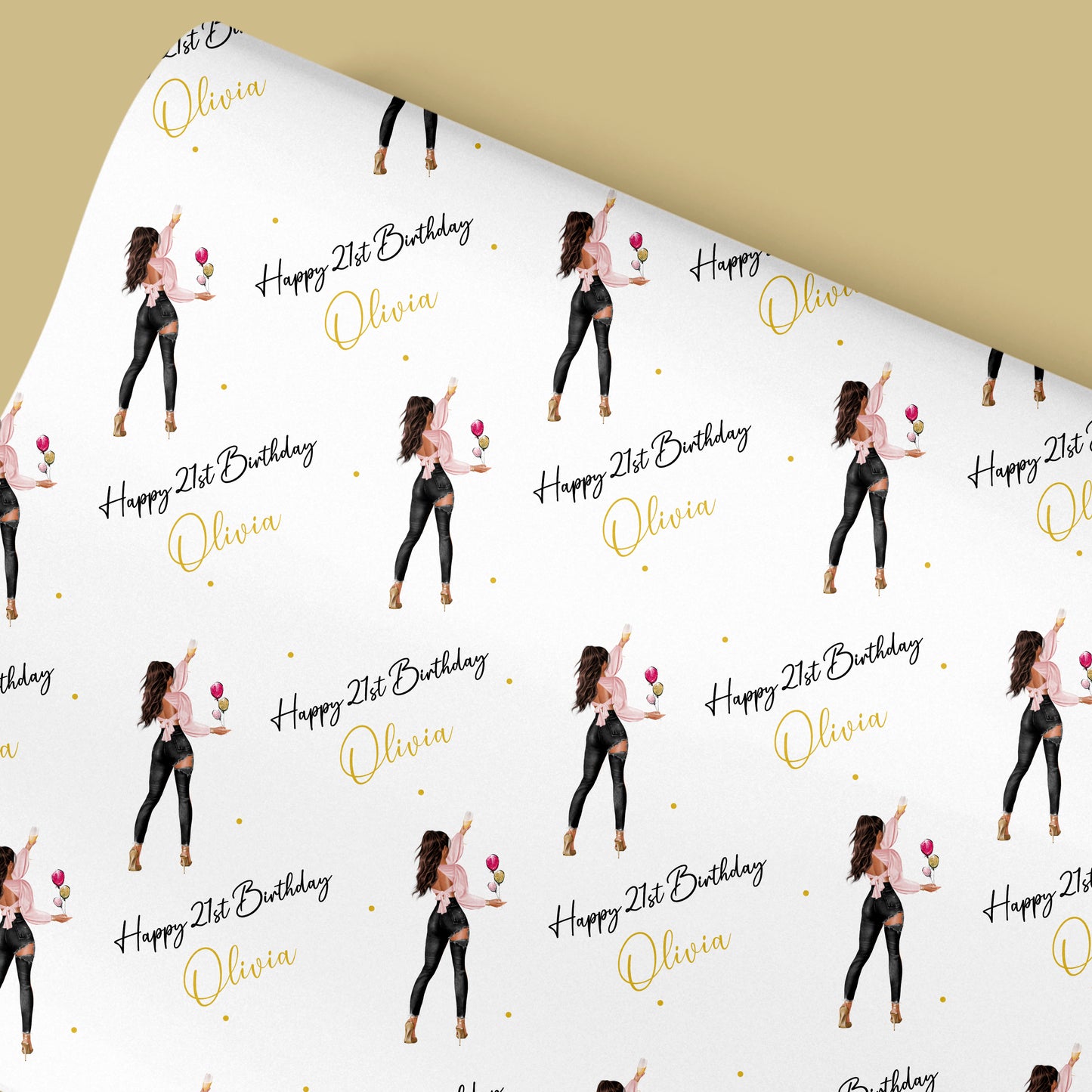 Personalised Birthday Gift Wrap Party Girl Black Jeans