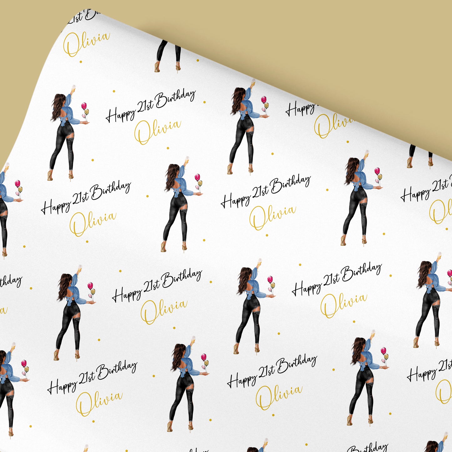 Personalised Birthday Gift Wrap Party Girl Black Jeans