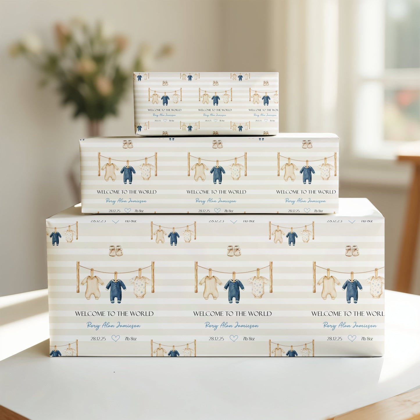 New Baby Card, Baby Boy Washing Line