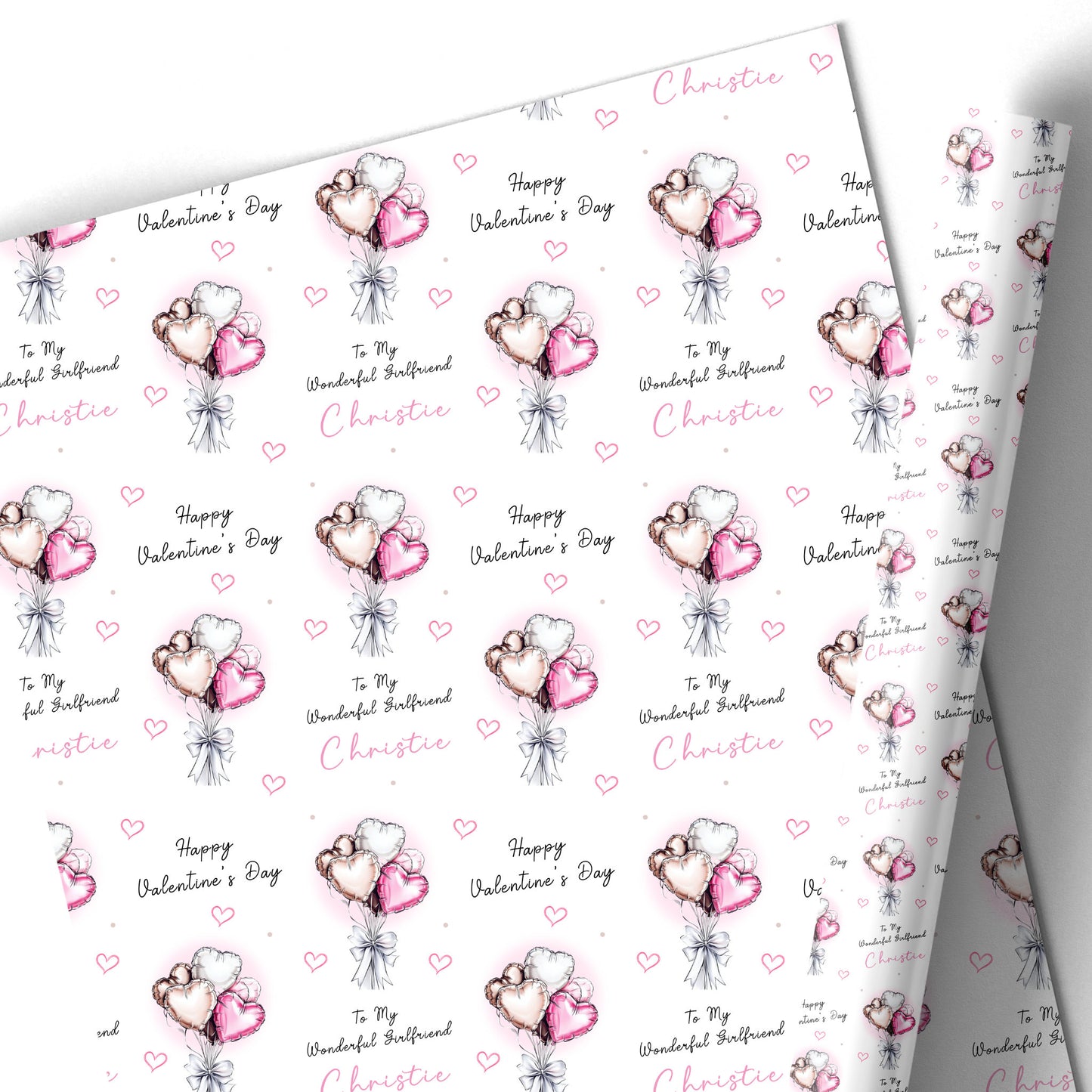 Valentines Day Card, Heart Balloons