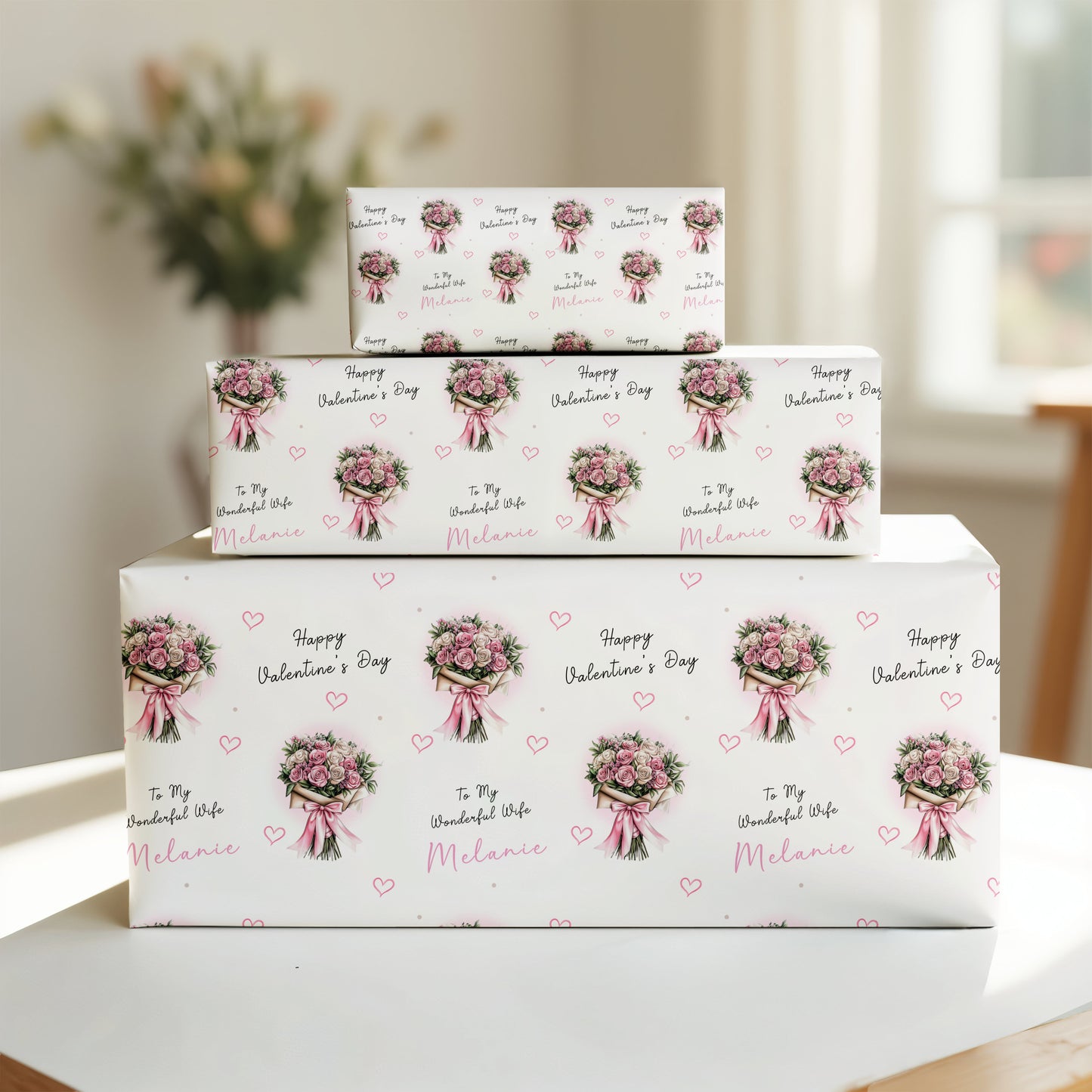 Valentines Day Card, Roses Flower Bouquet, For Her