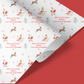 childrens christmas wrapping paper with santa snowman and reindeer pattern.