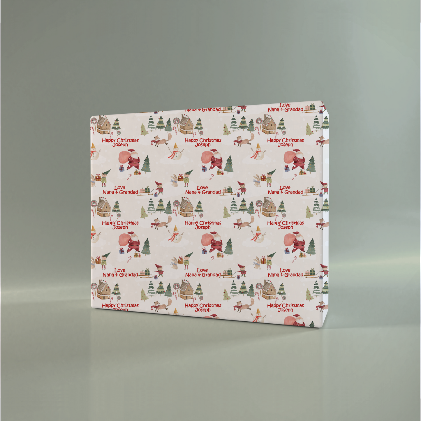 Personalised Christmas Wrapping Paper Santa Claus and Elves