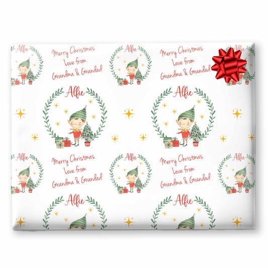 Christmas Wrapping Paper Boy Elf, Gift Wrap For Children