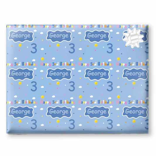 Blue Puddle Birthday Wrapping Paper