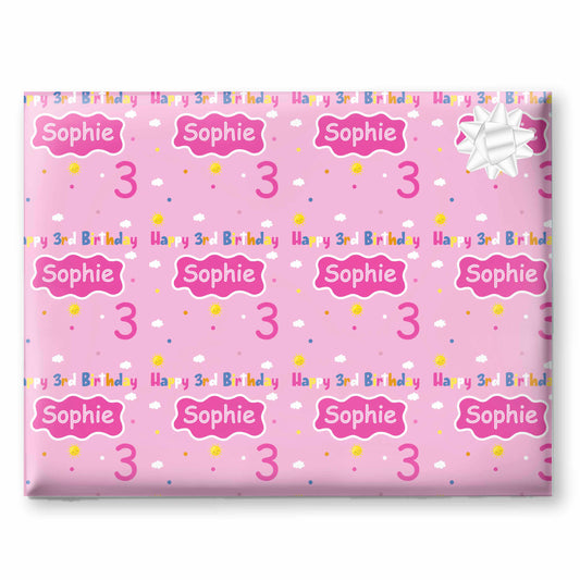 Pink Puddle Birthday Wrapping Paper