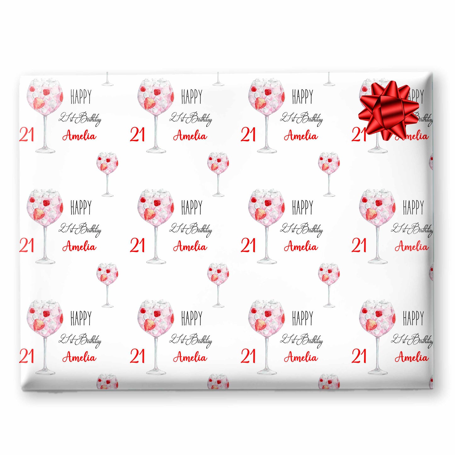 Red Gin Cocktail Birthday Wrapping Paper