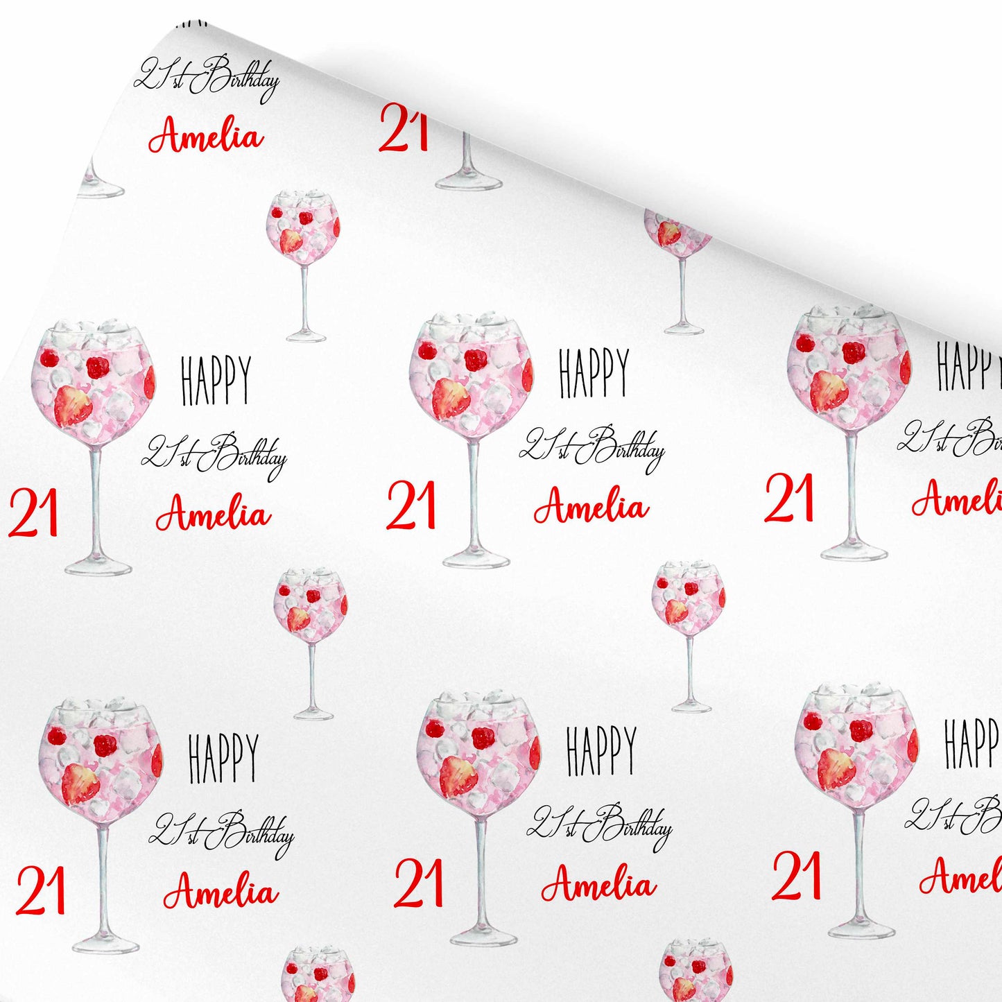 Red Gin Cocktail Birthday Wrapping Paper