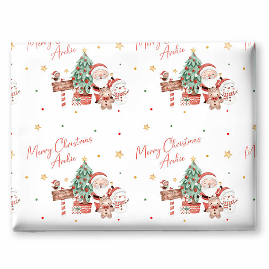 Christmas Wrapping Paper Gift Wrap For Children Santa Claus & Friends