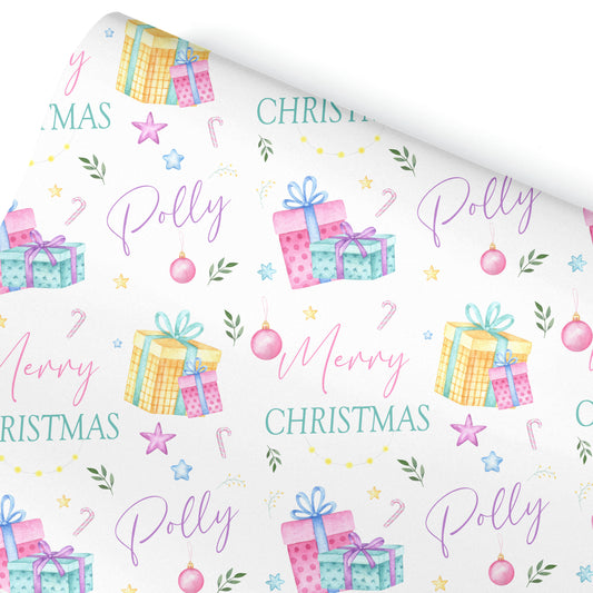 Christmas Gift Wrapping Paper –  Personalied Gift Wrap Roll, Watercolour Parcels
