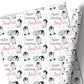 Christmas Gift Wrapping Paper –  Personalied Gift Wrap Roll, Cute Penguins Pink Name