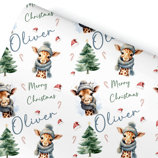 Christmas Gift Wrapping Paper –  Personalied Gift Wrap Roll, Giraffe