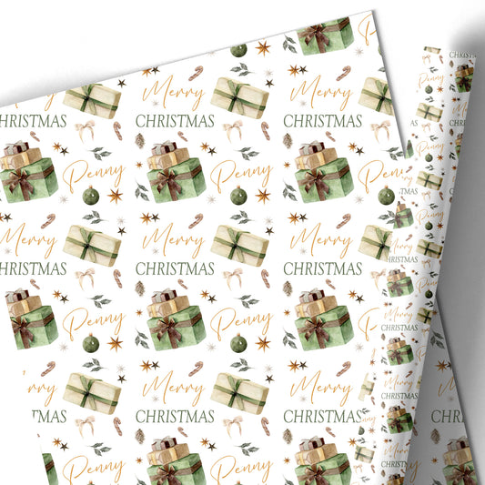 Christmas Gift Wrapping Paper –  Personalied Gift Wrap Roll, Rustic Gift Boxes