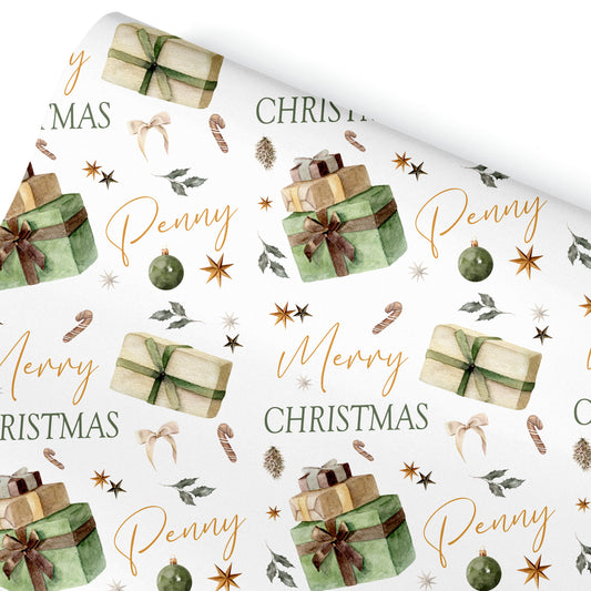 Christmas Gift Wrapping Paper –  Personalied Gift Wrap Roll, Rustic Gift Boxes