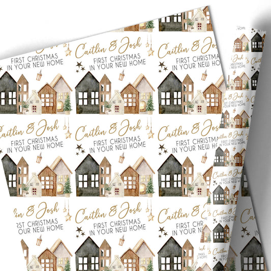First Christmas New Home Gift Wrapping Paper –  Personalied Gift Wrap Roll