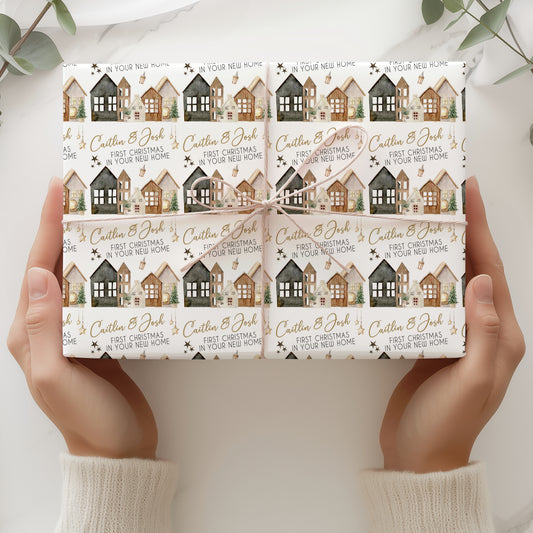 First Christmas New Home Gift Wrapping Paper –  Personalied Gift Wrap Roll