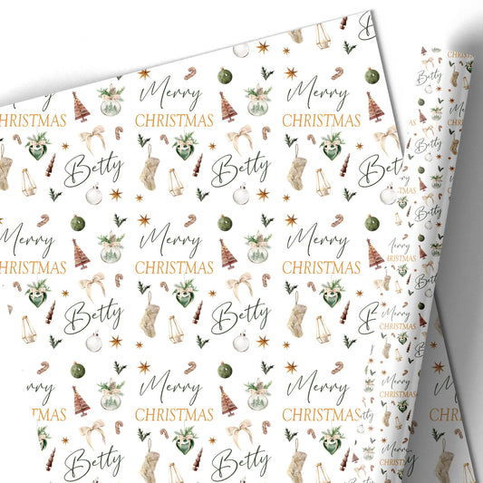 Christmasc Gift Wrapping Paper –  Personalied Gift Wrap Roll Christmas Elements