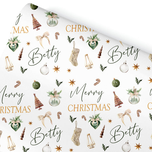 Christmasc Gift Wrapping Paper –  Personalied Gift Wrap Roll Christmas Elements