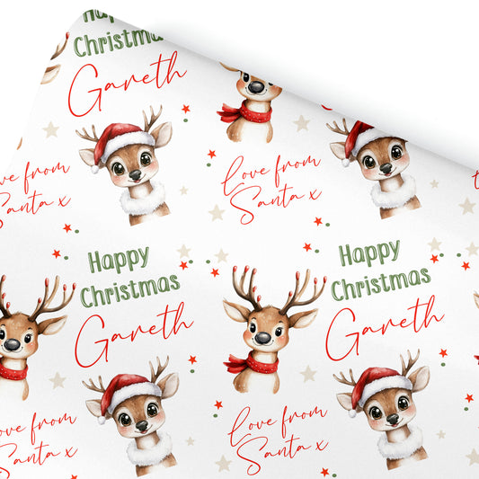 Christmas Gift Wrapping Paper –  Personalised Gift Wrap Roll Animal Reindeers