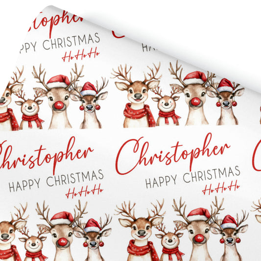 Christmas Gift Wrapping Paper –  Personalised Gift Wrap Roll Animal Reindeers