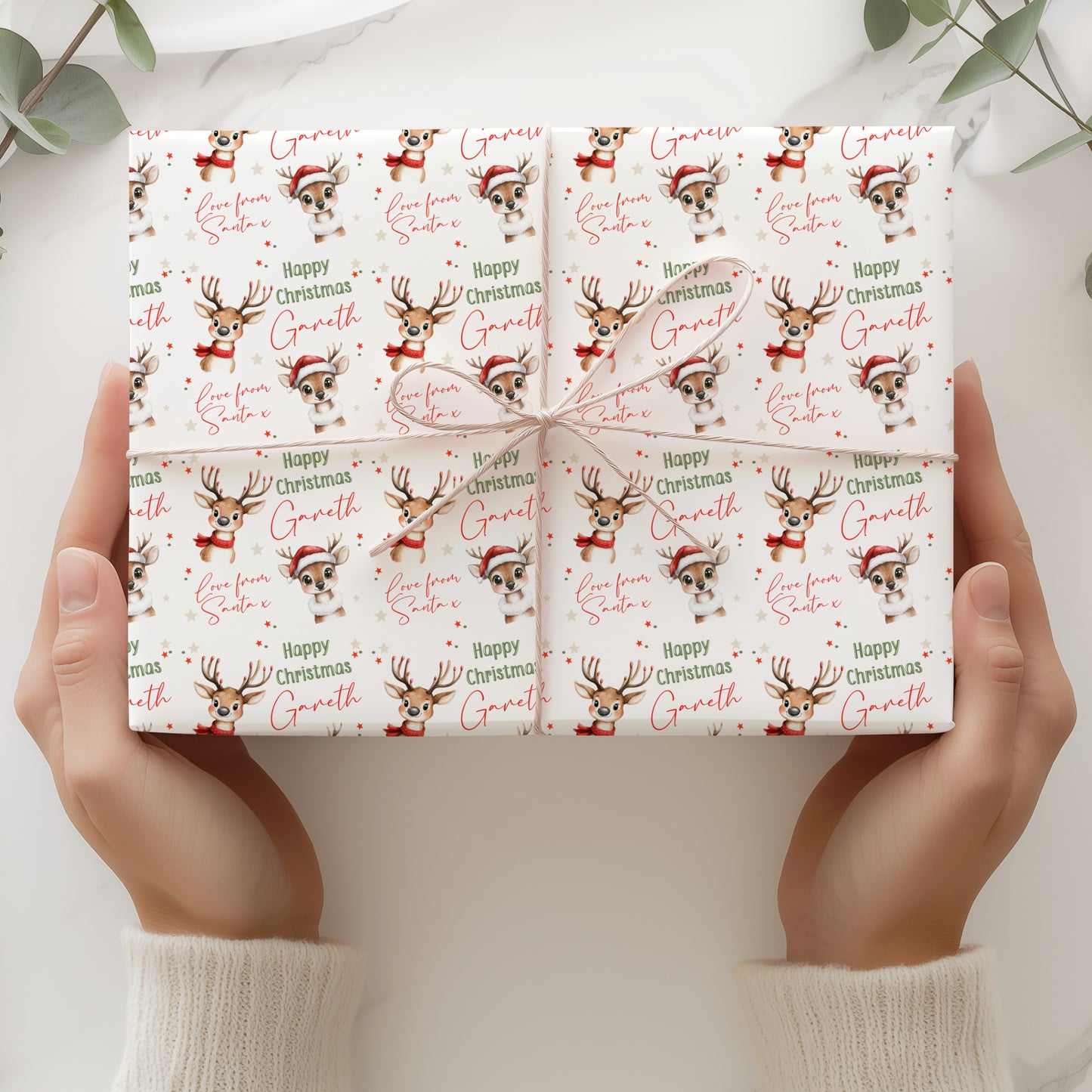 Christmas Gift Wrapping Paper –  Personalised Gift Wrap Roll Animal Reindeers