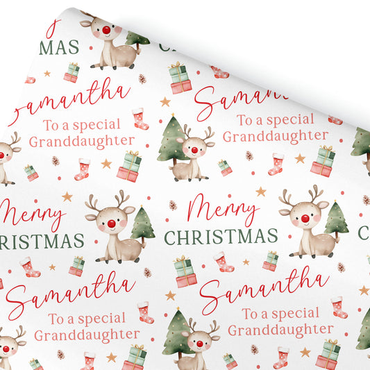 Christmas Gift Wrapping Paper –  Personalised Gift Wrap Roll Reindeer