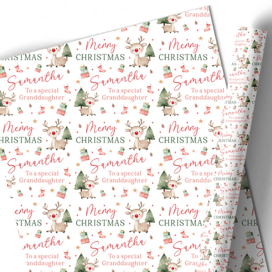Christmas Gift Wrapping Paper –  Personalised Gift Wrap Roll Reindeer