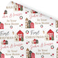 First Christmas New Home Gift Wrapping Paper –  Personalised Gift Wrap Roll - Rustic Home