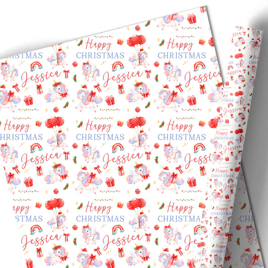 Christmas Gift Wrapping Paper –  Personalised Gift Wrap Roll - Unicorn