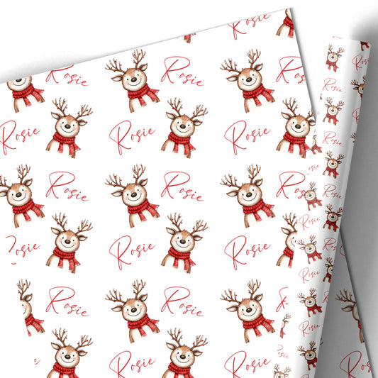 Christmas Gift Wrapping Paper –  Personalised Gift Wrap Roll - Reindeer