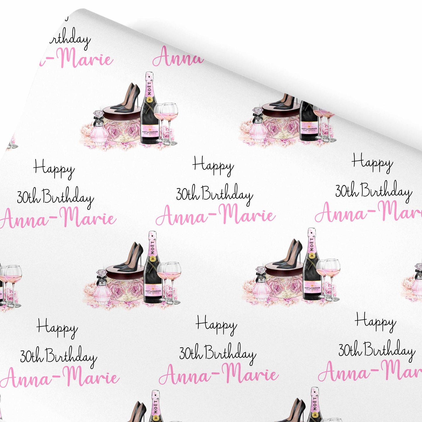 Birthday Wrapping Paper Champagne Shoes, Perfume