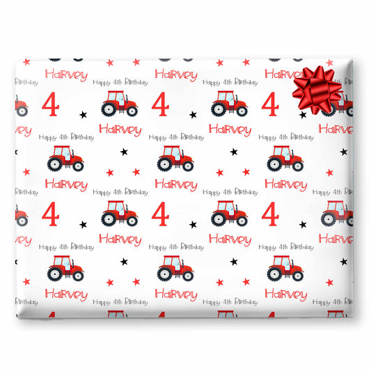 Birthday Wrapping Paper Red Tractor