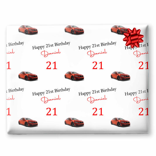 Red Racing Sports Car Wrapping Paper