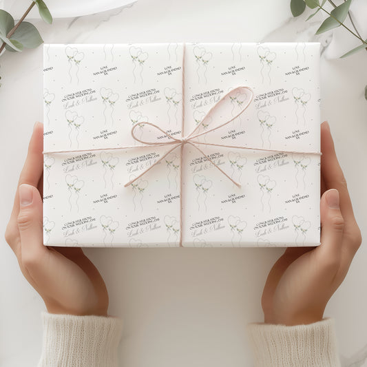 Congratulations Wedding Day Gift Wrapping Paper Heart Balloons